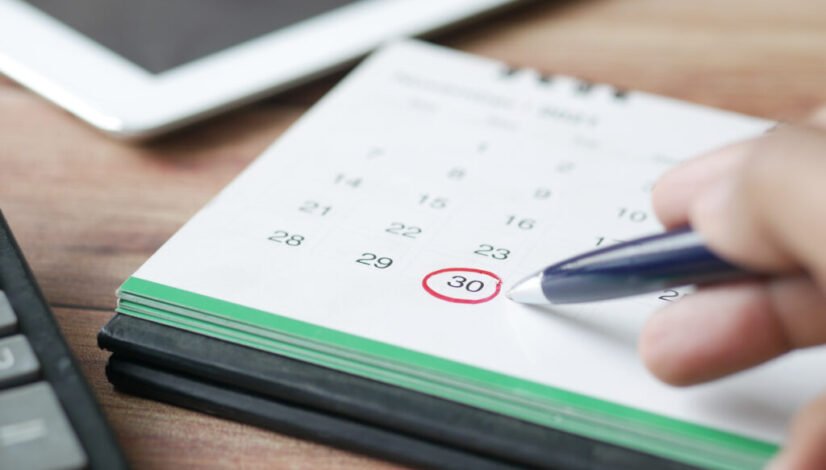 deadline concept with red mark on calendar date